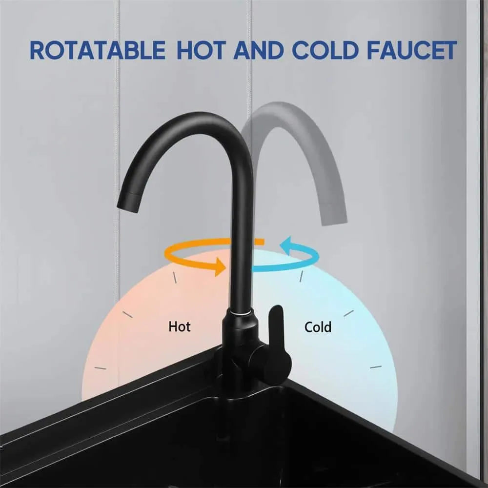 Karl home 17.5 in. D x 20.3 in. W Wall Mount Laundry/Utility Sink in Black with Faucet, photo 3 of 7