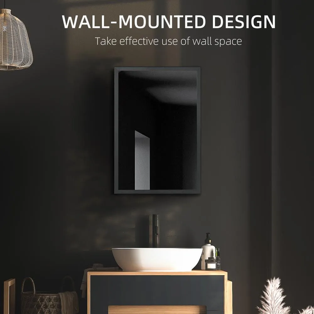 kleankin 15.75 in. W x 23.5 in. H Rectangle Black Steel Wall Medicine Cabinet with Mirror, photo 7 of 7