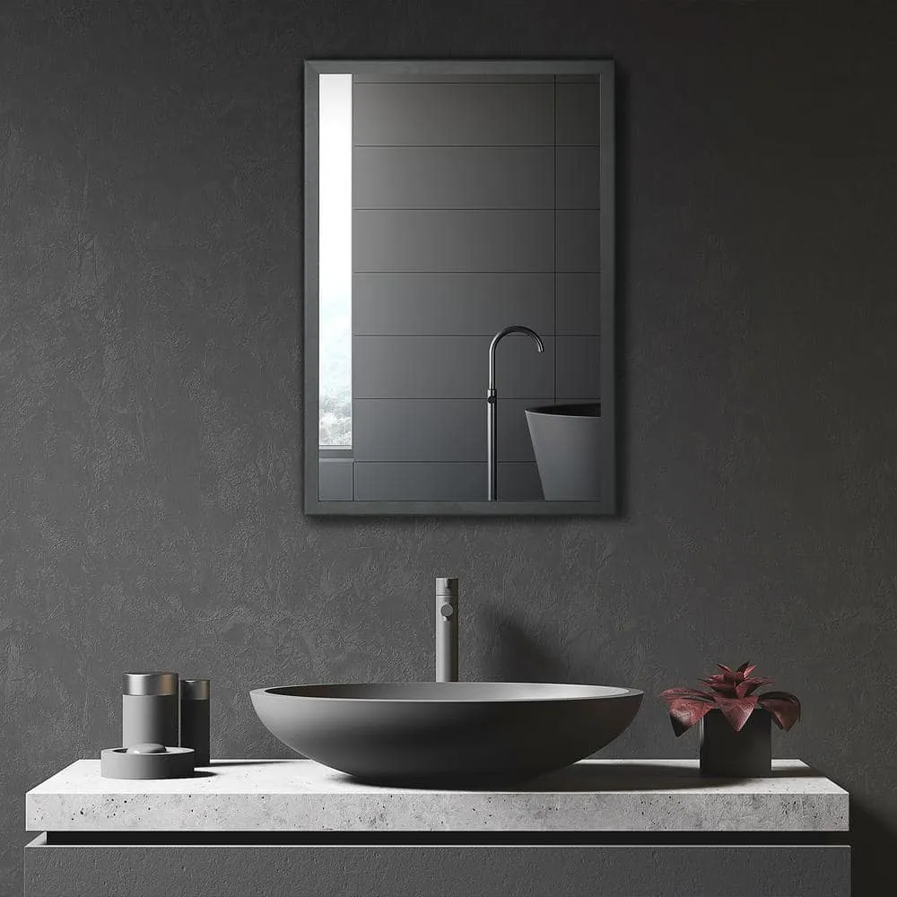 kleankin 15.75 in. W x 23.5 in. H Rectangle Black Steel Wall Medicine Cabinet with Mirror, photo 2 of 7