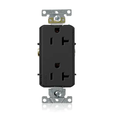 Decora Plus 20A Industrial Duplex Outlet, Black