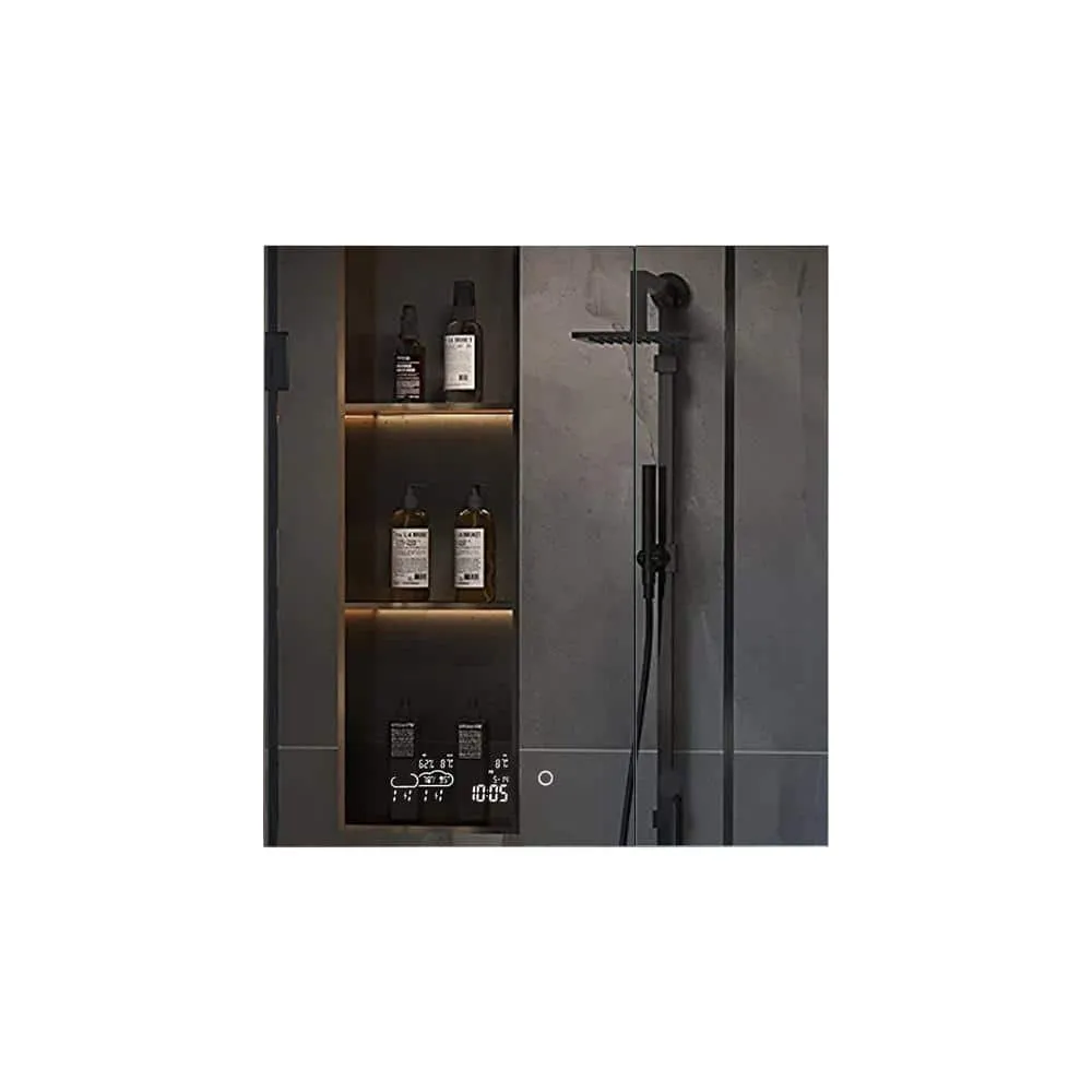 Lexora Savera 30 in. W x 32 in. H Recessed or Surface-Mount LED Mirror Medicine Cabinet with Defogger, photo 5 of 6