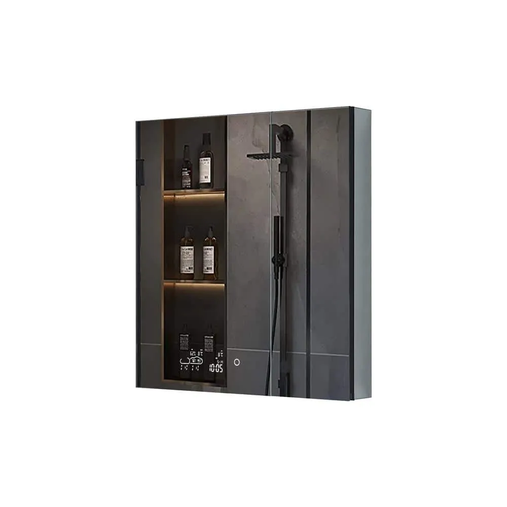 Lexora Savera 30 in. W x 32 in. H Recessed or Surface-Mount LED Mirror Medicine Cabinet with Defogger, photo 6 of 6