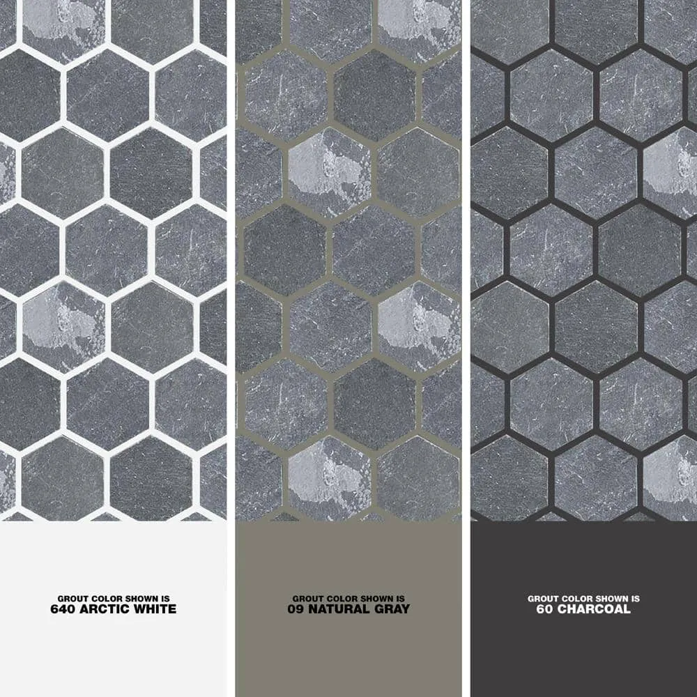 Merola Tile Crag Hexagon Black 11-1/8 in. x 11-1/8 in. x 8 mm Slate Mosaic Tile, photo 5 of 8