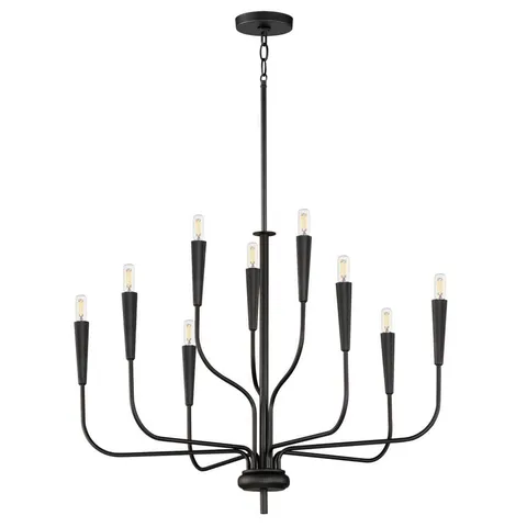 Vela 9-Light Black Candle-Style Chandelier