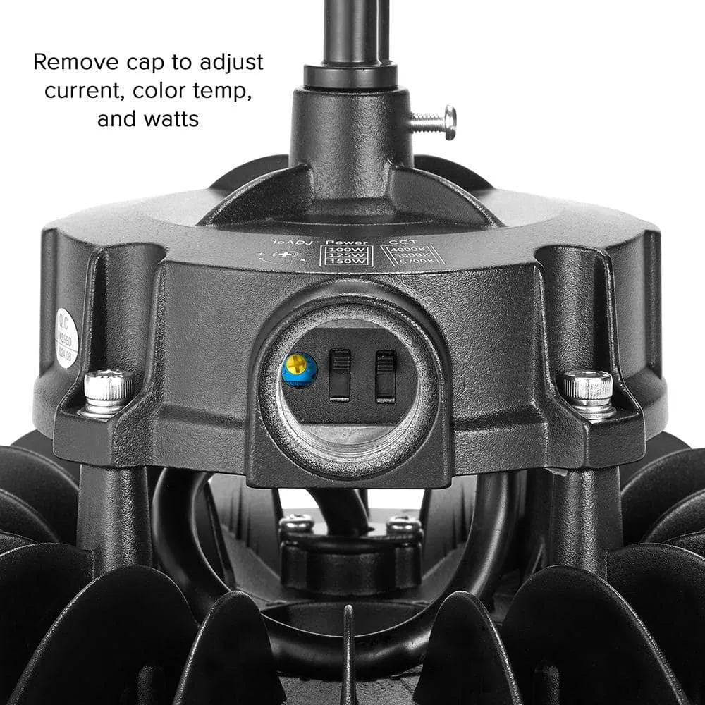 Maxxima 10 in LED UFO High Bay Light Fixture, 22,500 Lumens, 3 CCT 4000K-5700K, Selectable Wattage 100-150, Black, Hardwired, photo 6 of 8