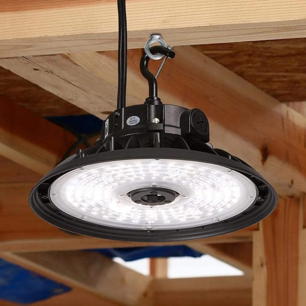 Maxxima 10 in LED UFO High Bay Light Fixture, 22,500 Lumens, 3 CCT 4000K-5700K, Selectable Wattage 100-150, Black, Hardwired, photo 8 of 8