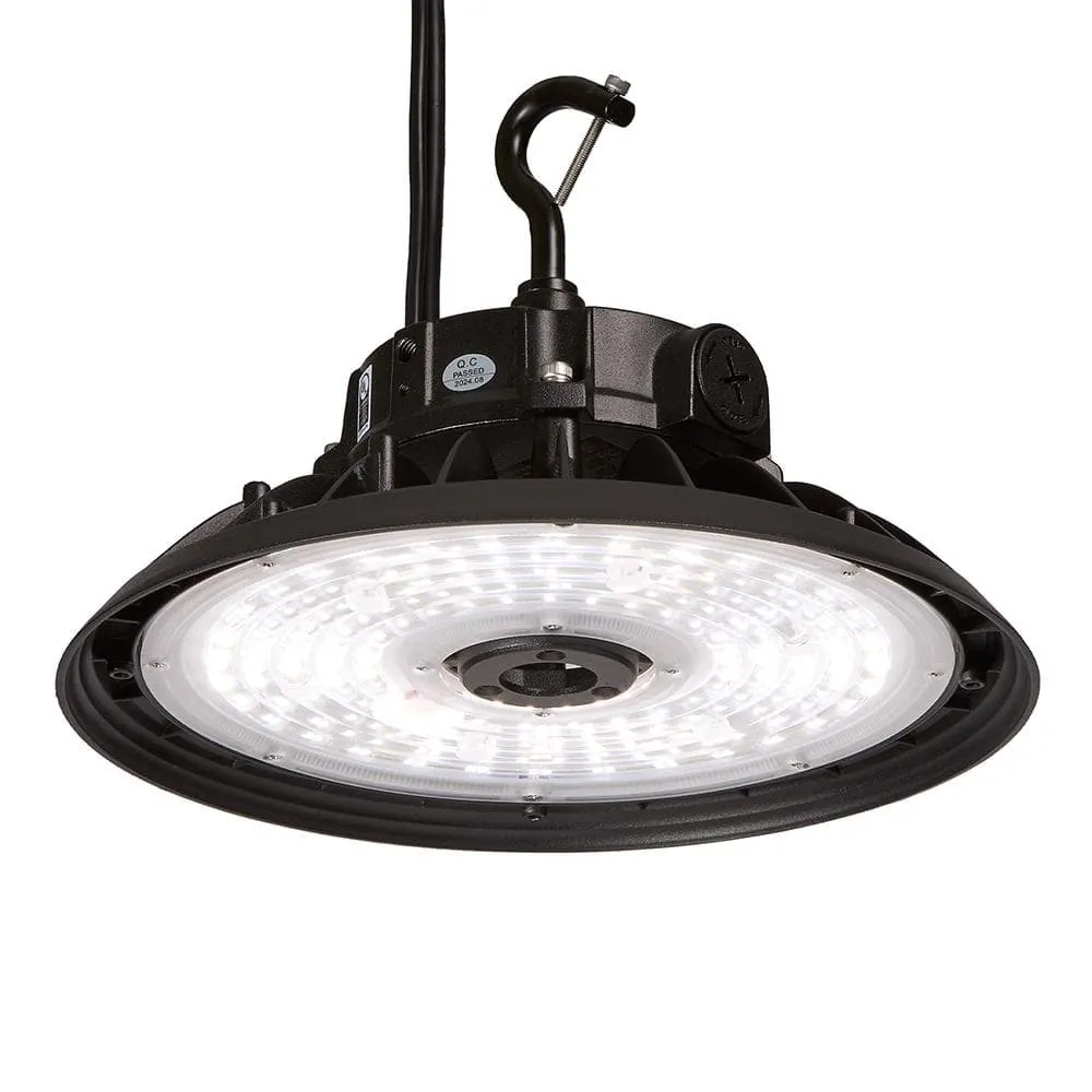 Maxxima 10 in LED UFO High Bay Light Fixture, 22,500 Lumens, 3 CCT 4000K-5700K, Selectable Wattage 100-150, Black, Hardwired, photo 3 of 8