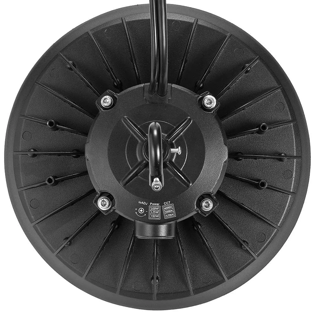 Maxxima 10 in LED UFO High Bay Light Fixture, 22,500 Lumens, 3 CCT 4000K-5700K, Selectable Wattage 100-150, Black, Hardwired, photo 7 of 8