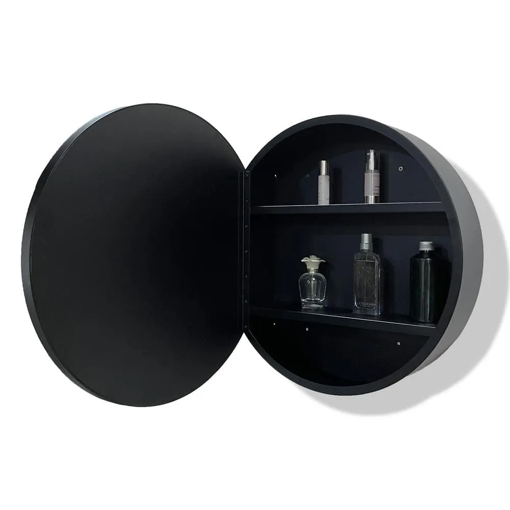 Cesicia Generous 30 in. W x 30 in. H Round Metal Framed Surface Mount Bathroom Medicine Cabinet with Mirror, photo 5 of 8