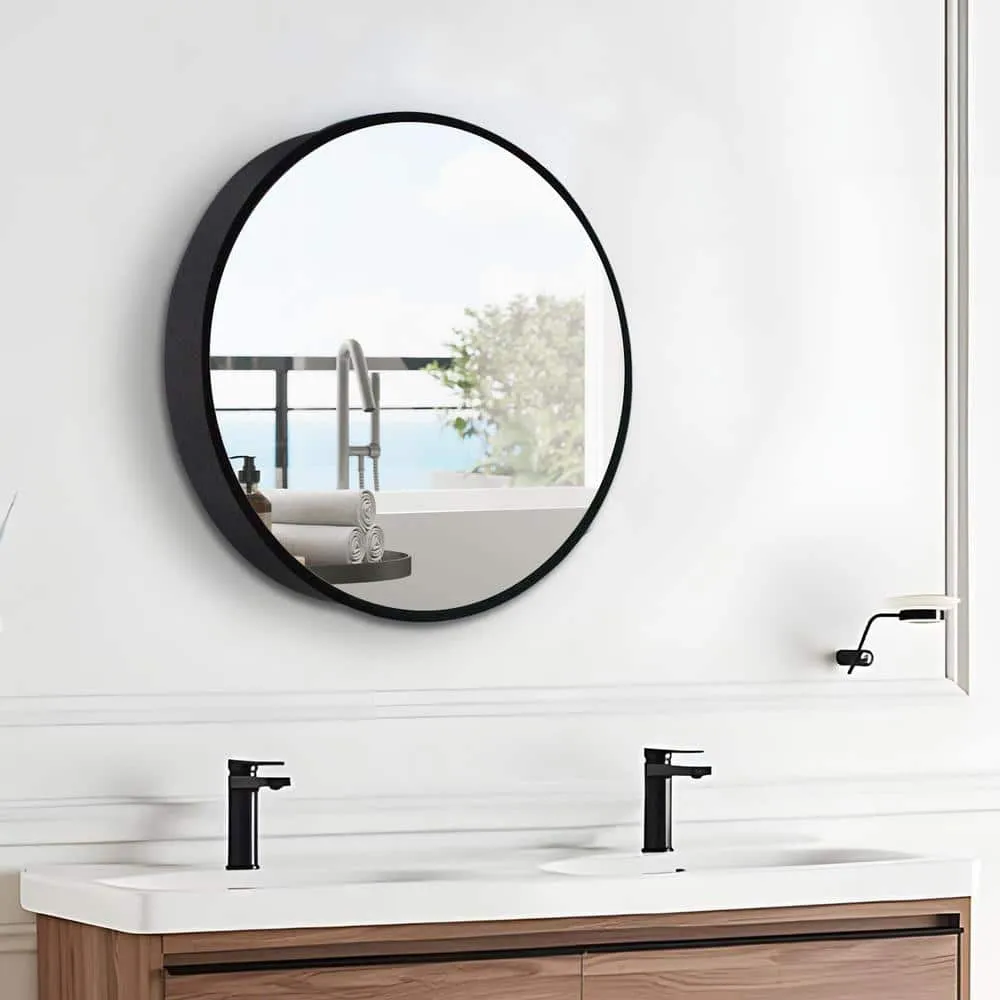 Cesicia Generous 30 in. W x 30 in. H Round Metal Framed Surface Mount Bathroom Medicine Cabinet with Mirror, photo 8 of 8