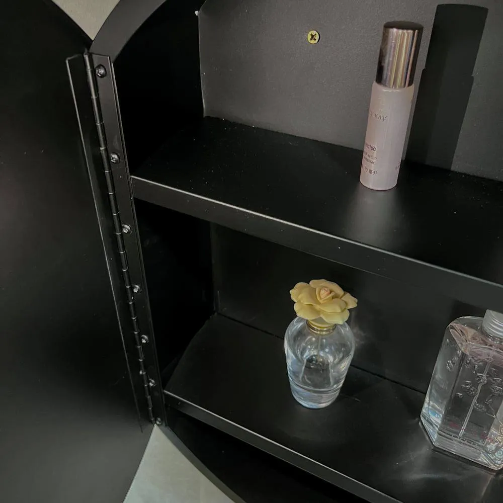 Cesicia Generous 30 in. W x 30 in. H Round Metal Framed Surface Mount Bathroom Medicine Cabinet with Mirror, photo 7 of 8