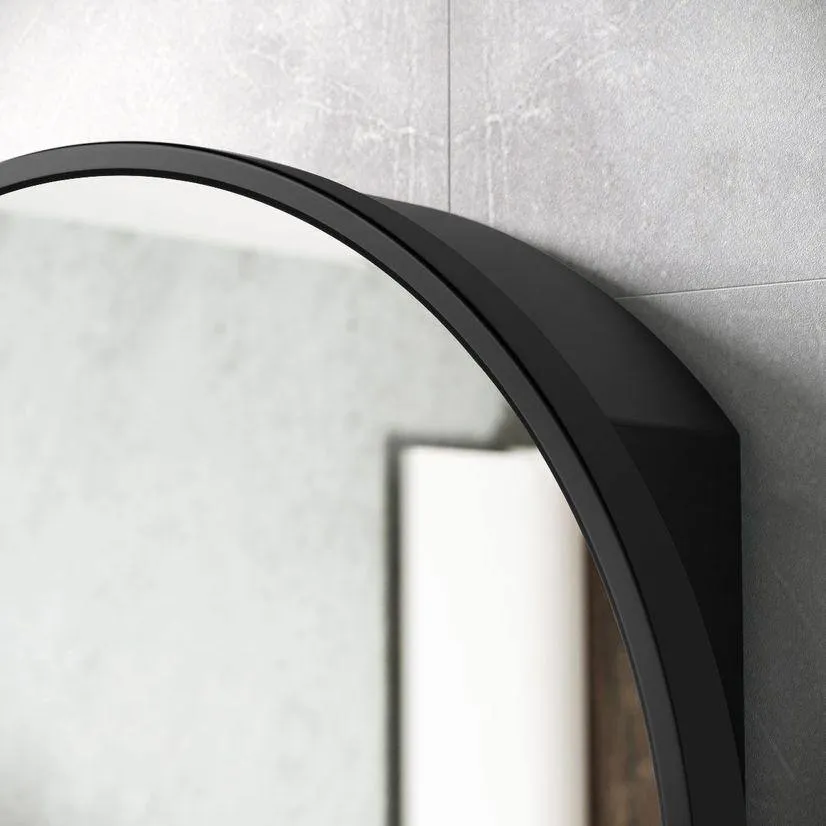 30 in. W x 30 in. H Round Black Aluminium Medicine Cabinet with Mirror, photo 7 of 8