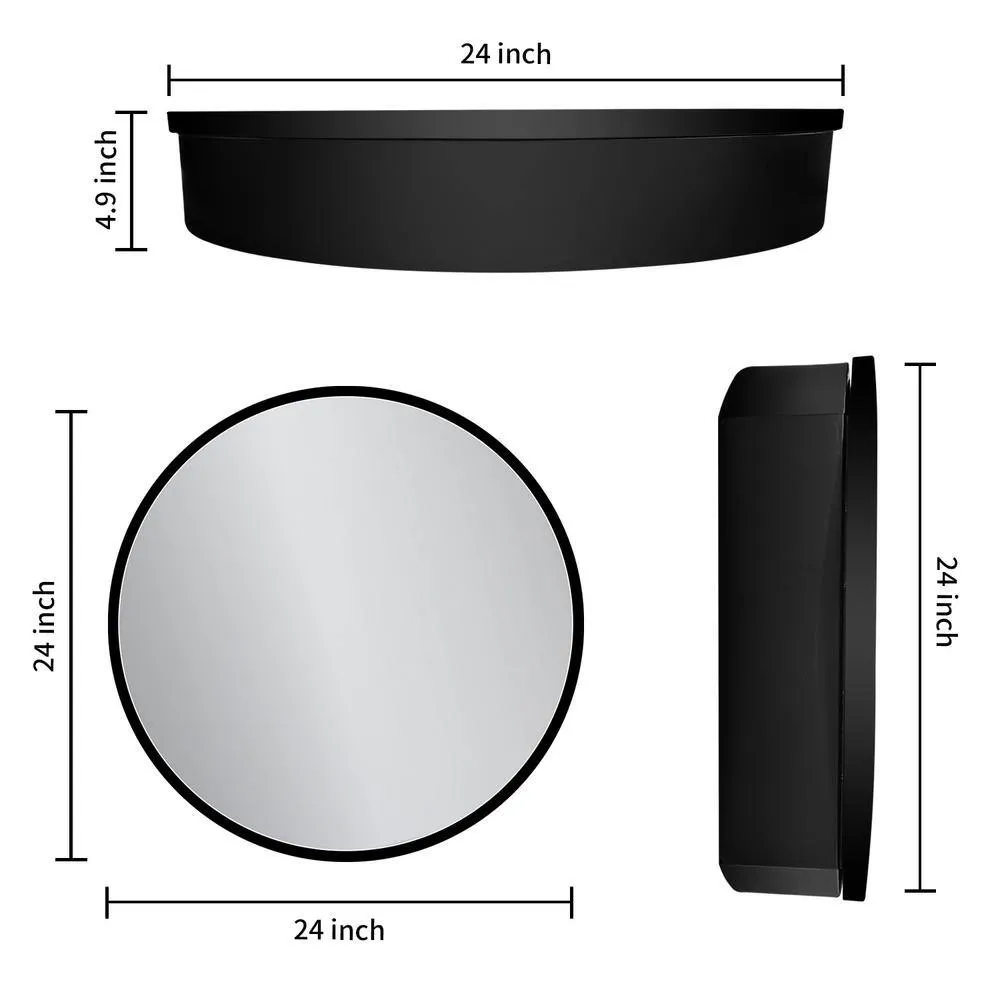 MEDUNJESS ASY 24 in. W x 24 in. H Round Black Framed Wall Mount Medicine Cabinet with Mirror, photo 7 of 7