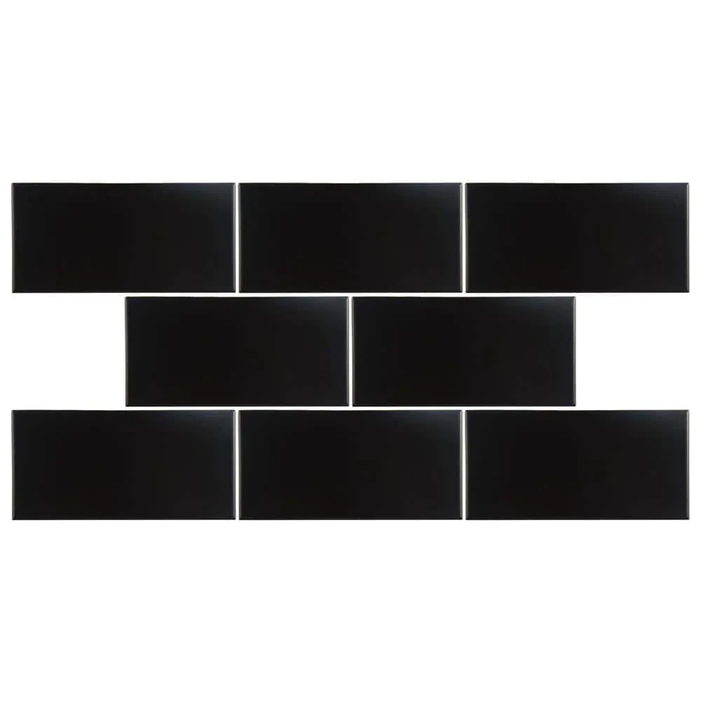Merola Tile Projectos 7-3/4 in. x 3-7/8 in. Preto Matte Ceramic Subway Floor and Wall Tile (11.46 sq. ft. / Case), photo 6 of 8