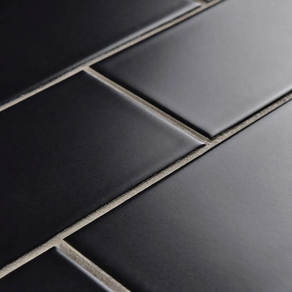 Merola Tile Projectos 7-3/4 in. x 3-7/8 in. Preto Matte Ceramic Subway Floor and Wall Tile (11.46 sq. ft. / Case), photo 4 of 8