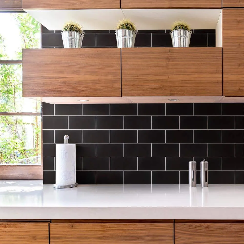 Merola Tile Projectos 7-3/4 in. x 3-7/8 in. Preto Matte Ceramic Subway Floor and Wall Tile (11.46 sq. ft. / Case), photo 2 of 8