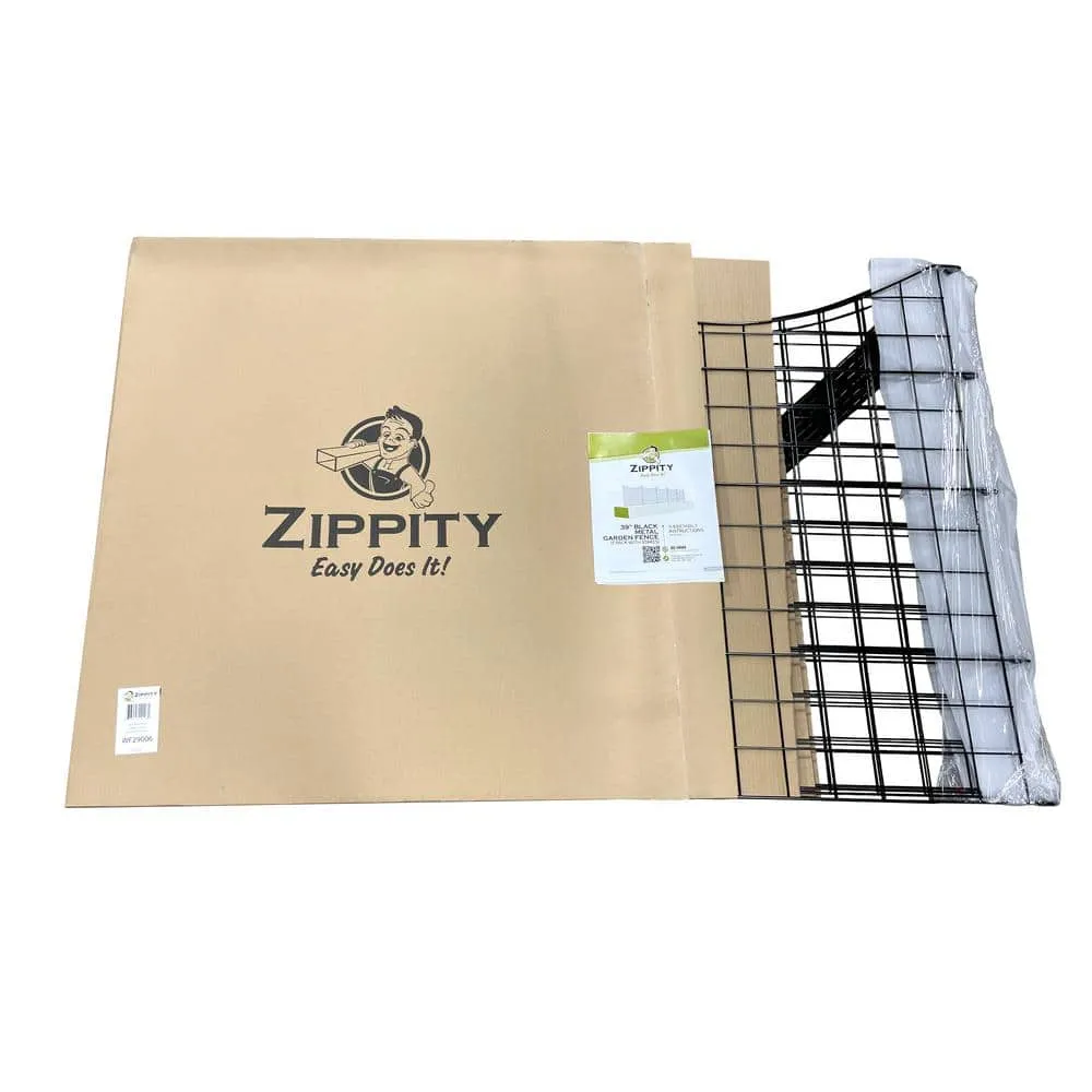 Zippity Outdoor Products 3.25 ft. H x 3 ft. W Zippity Black Metal Garden Fence Panel with Stakes (5-pack), photo 8 of 9
