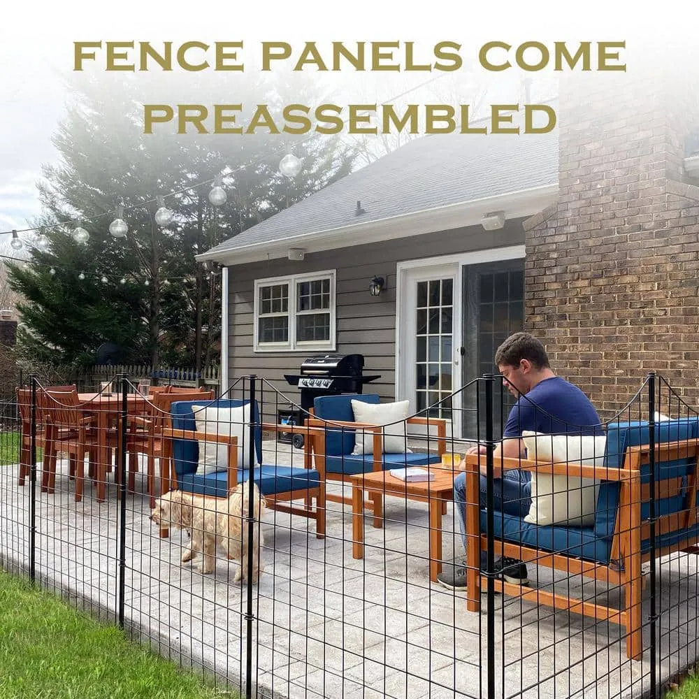 Zippity Outdoor Products 3.25 ft. H x 3 ft. W Zippity Black Metal Garden Fence Panel with Stakes (5-pack), photo 6 of 9
