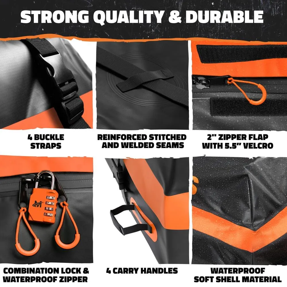 Mockins 30 cu. ft. Waterproof Rooftop Cargo Carrier Bag 60 in. x 43 in. x 20 in. RoofBag with StorageBag and Accessories, Orange, photo 6 of 9