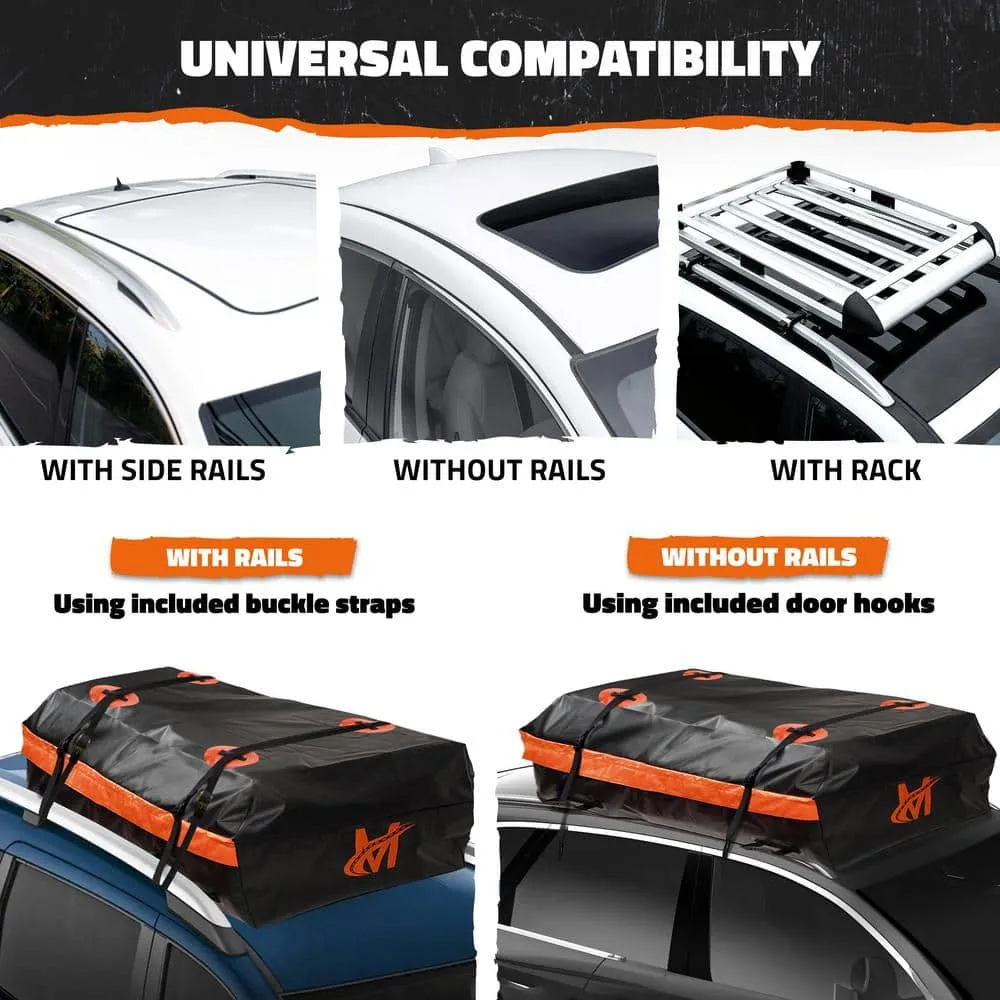 Mockins 30 cu. ft. Waterproof Rooftop Cargo Carrier Bag 60 in. x 43 in. x 20 in. RoofBag with StorageBag and Accessories, Orange, photo 3 of 9
