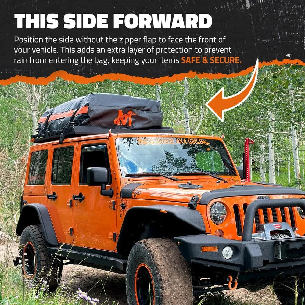 Mockins 30 cu. ft. Waterproof Rooftop Cargo Carrier Bag 60 in. x 43 in. x 20 in. RoofBag with StorageBag and Accessories, Orange, photo 7 of 9