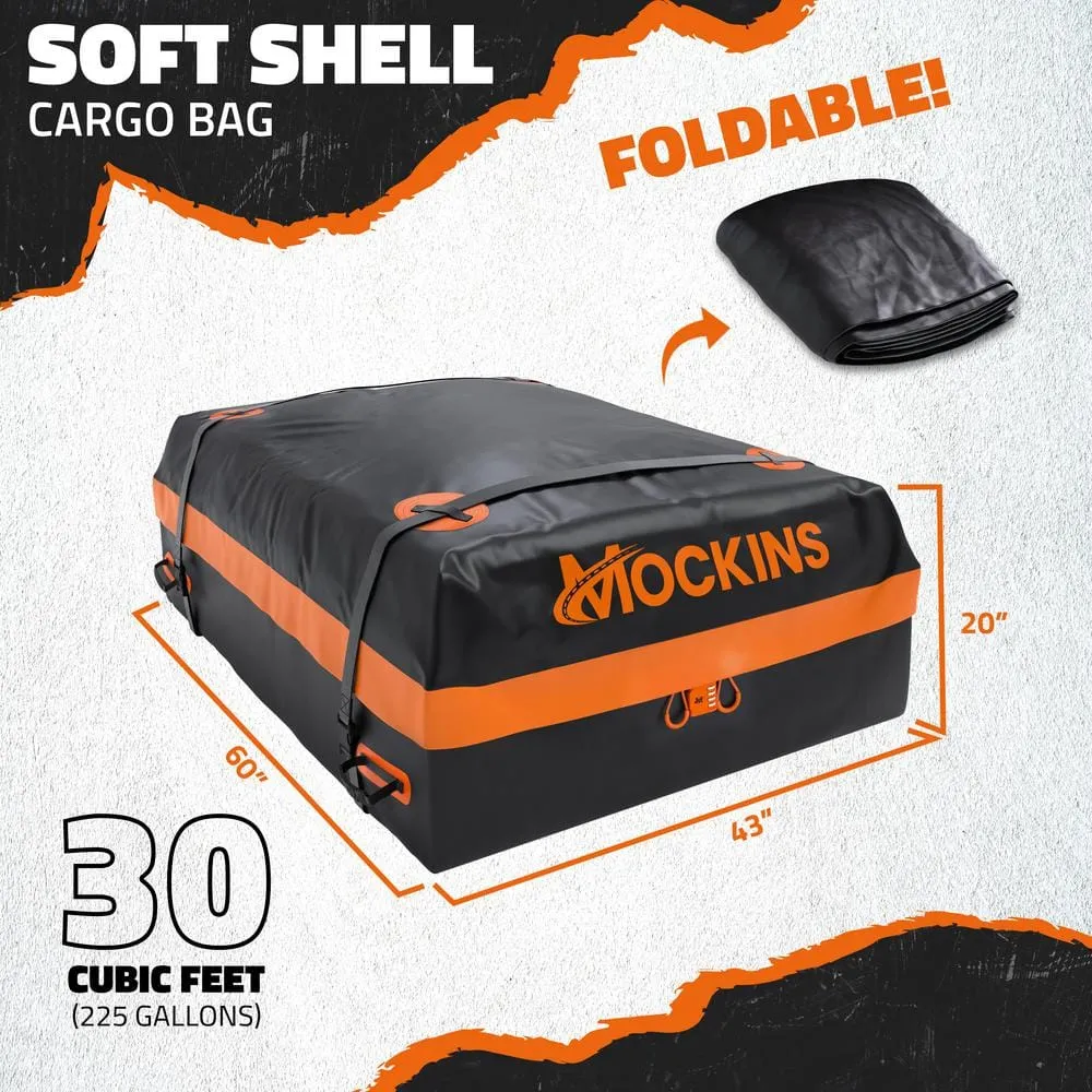 Mockins 30 cu. ft. Waterproof Rooftop Cargo Carrier Bag 60 in. x 43 in. x 20 in. RoofBag with StorageBag and Accessories, Orange, photo 4 of 9