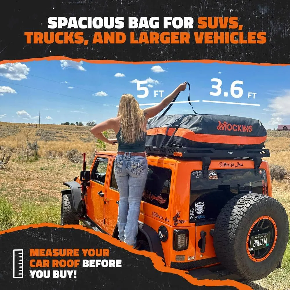 Mockins 30 cu. ft. Waterproof Rooftop Cargo Carrier Bag 60 in. x 43 in. x 20 in. RoofBag with StorageBag and Accessories, Orange, photo 2 of 9