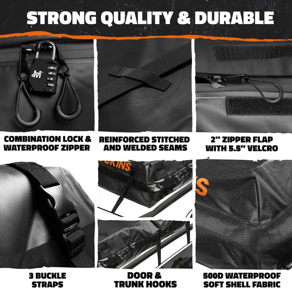 Mockins 40 Cu. ft. Waterproof Rooftop Cargo Carrier Bag - 72 in x 48 in x 20 in Soft Shell Roof Bag w/ Carry Bag and Accessories, photo 6 of 9