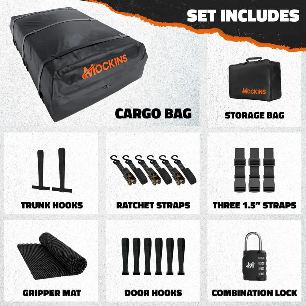 Mockins 40 Cu. ft. Waterproof Rooftop Cargo Carrier Bag - 72 in x 48 in x 20 in Soft Shell Roof Bag w/ Carry Bag and Accessories, photo 9 of 9