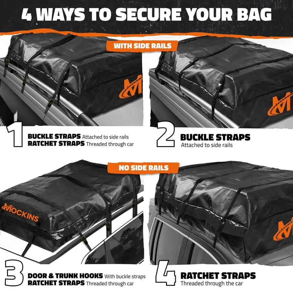 Mockins 40 Cu. ft. Waterproof Rooftop Cargo Carrier Bag - 72 in x 48 in x 20 in Soft Shell Roof Bag w/ Carry Bag and Accessories, photo 4 of 9