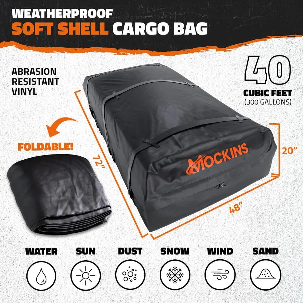 Mockins 40 Cu. ft. Waterproof Rooftop Cargo Carrier Bag - 72 in x 48 in x 20 in Soft Shell Roof Bag w/ Carry Bag and Accessories, photo 2 of 9