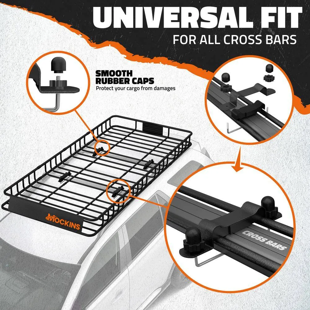 Mockins 84 in. x 39 in. x 6 in. Rooftop Cargo Carrier with Cargo Net and Ratchet Straps, 250 lbs. Cap Roof Luggage Basket, photo 5 of 7