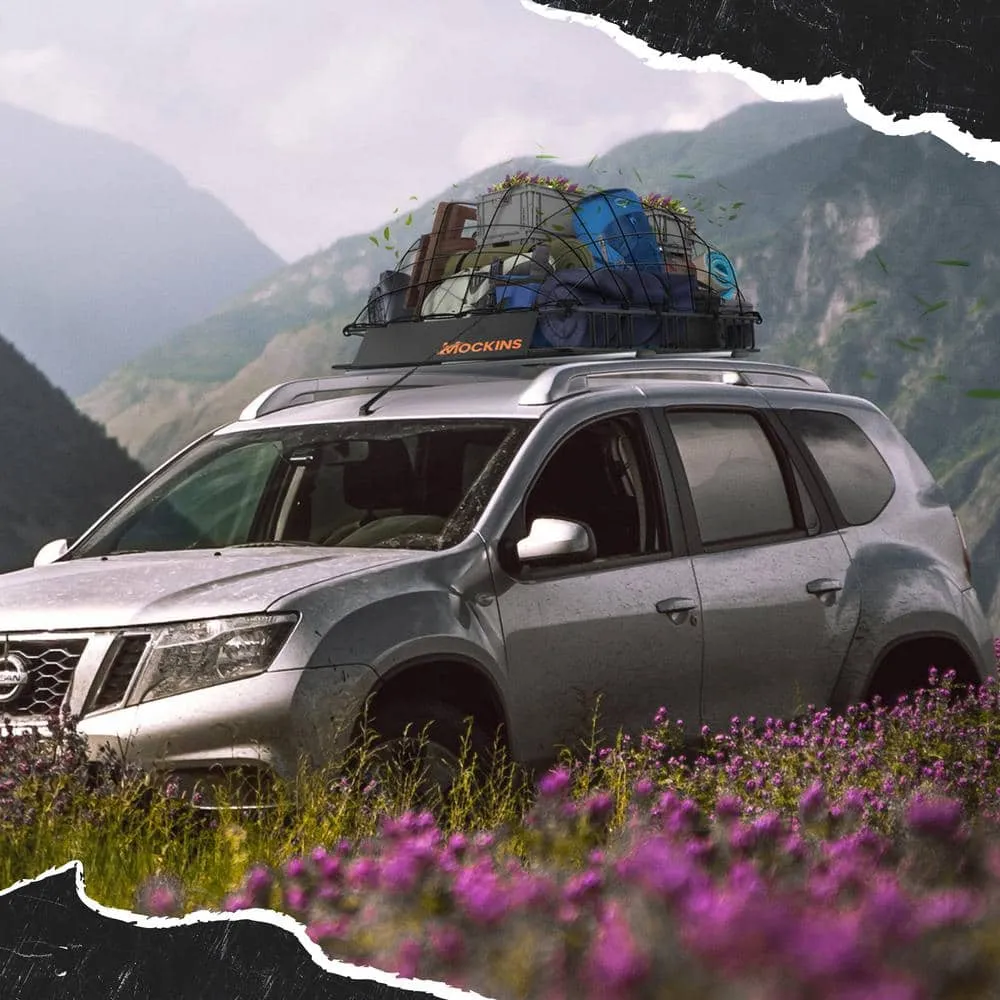 Mockins 84 in. x 39 in. x 6 in. Rooftop Cargo Carrier with Cargo Net and Ratchet Straps, 250 lbs. Cap Roof Luggage Basket, photo 3 of 7