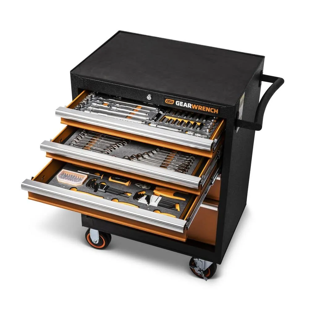 GEARWRENCH 1/4 in., 3/8 in. and 1/2 in. Drive Mechanics Tool Set in EVA with 26 in. 5-Drawer GSX Rolling Tool Cabinet (192-Pieces), photo 2 of 10