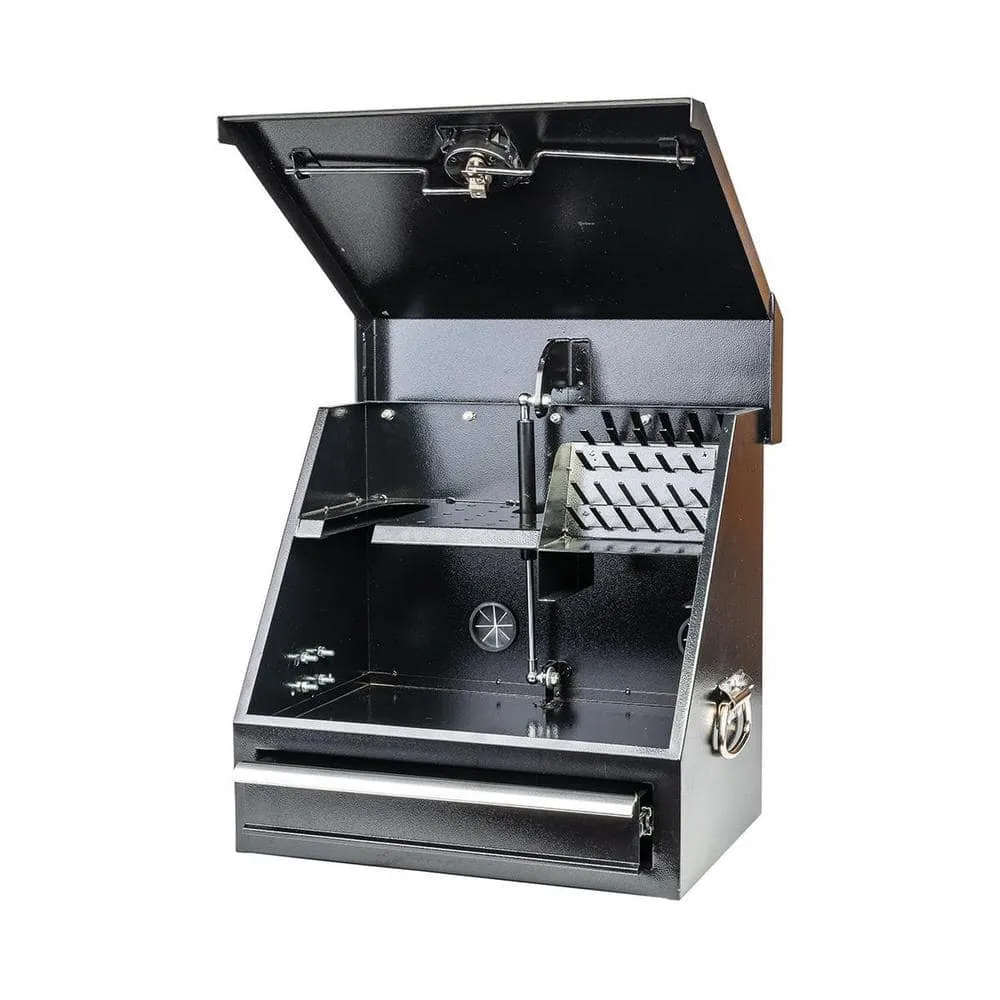 Montezuma 18 in. W x 12 in. D 1-Drawer Black Steel Portable Shop Triangle Tool Box Chest for Sockets, Wrenches and Screwdrivers, photo 3 of 7