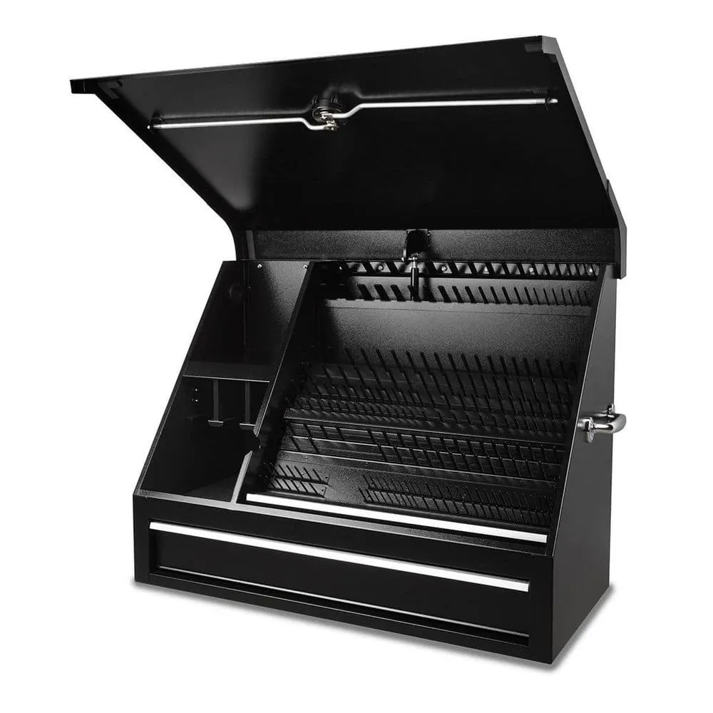 Montezuma 37 in. W x 18 in. D 1-Drawer Black Steel Portable Shop Triangle Tool Box Chest for Sockets, Wrenches and Screwdrivers, photo 4 of 15