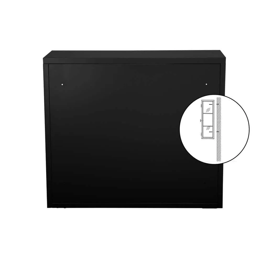 Nivencai 27.6 in. W x 9.1 in. D x 23.6 in. H Ready to Assemble Metal Wall Kitchen Cabinet in Black with Detachable Shelves, photo 9 of 10