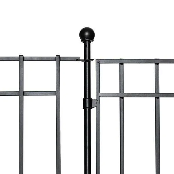 NUVO IRON Quick Fence Series 24in. W x 34 in. H Black Steel Coral Fence Double Gate Latch Included, photo 4 of 4