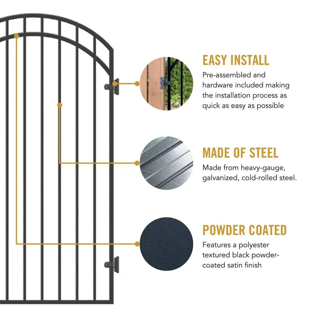 NUVO IRON 33 in. x 68 in. Garnet Gate Door with Arched External Rail for 36 in. Door Openings (Hardware Included), photo 5 of 9