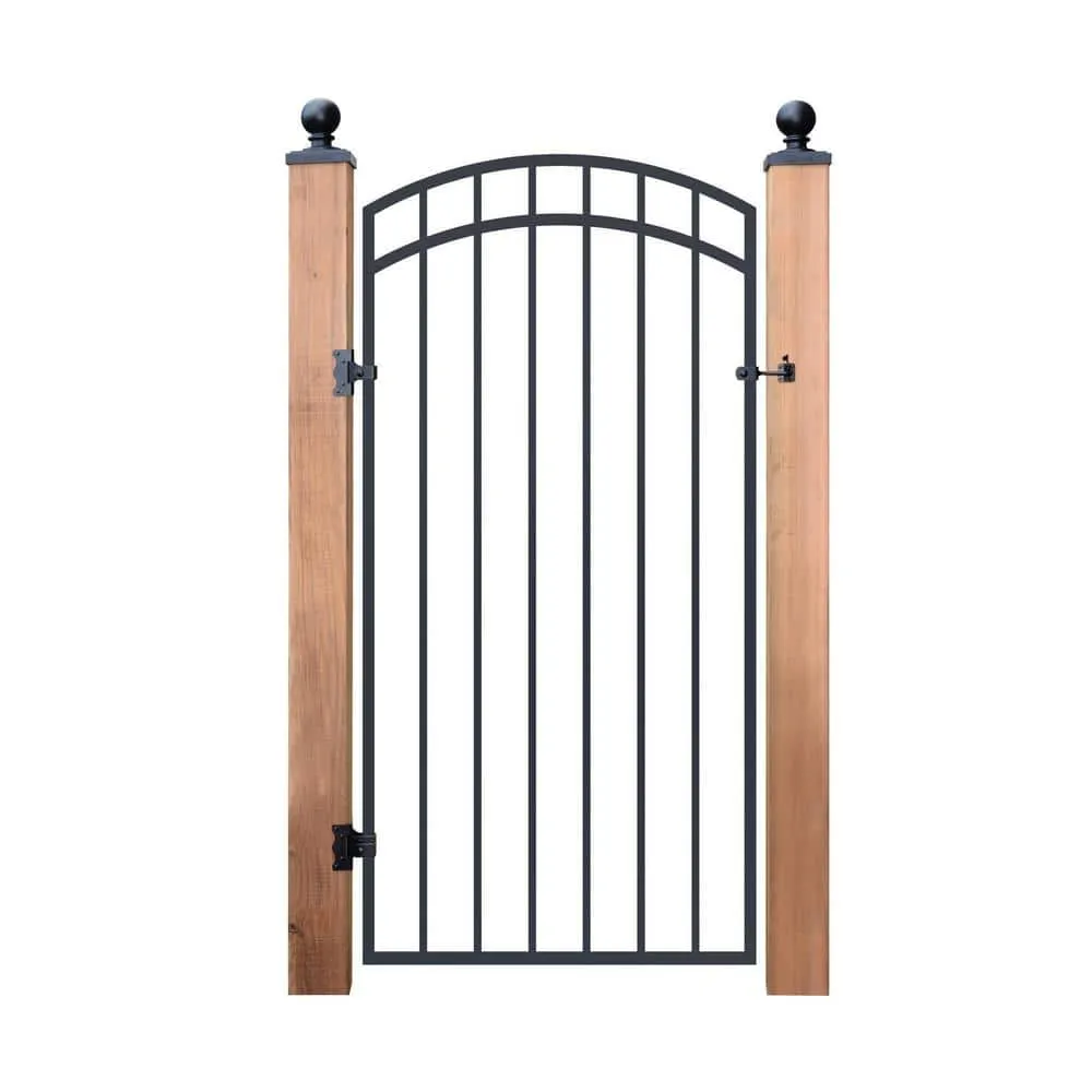 NUVO IRON 33 in. x 68 in. Garnet Gate Door with Arched External Rail for 36 in. Door Openings (Hardware Included), photo 3 of 9