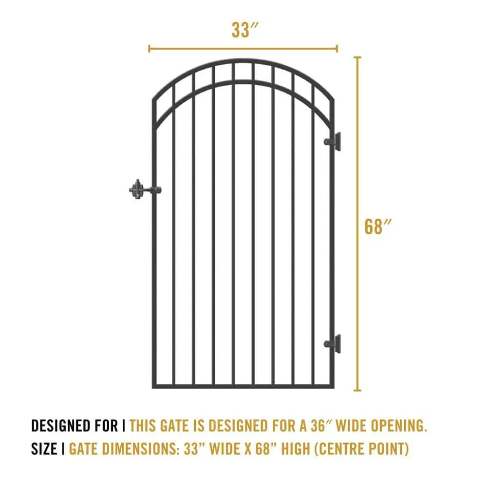 NUVO IRON 33 in. x 68 in. Garnet Gate Door with Arched External Rail for 36 in. Door Openings (Hardware Included), photo 4 of 9