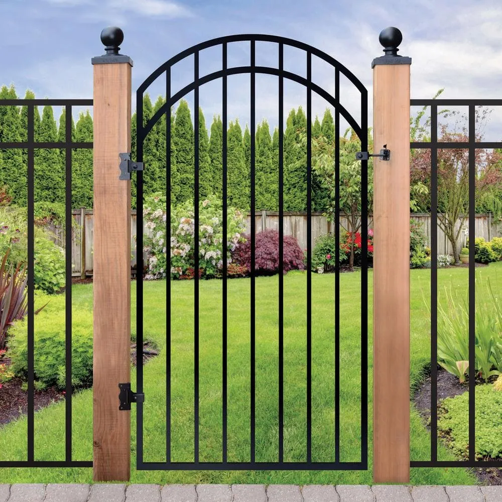 NUVO IRON 33 in. x 68 in. Garnet Gate Door with Arched External Rail for 36 in. Door Openings (Hardware Included), photo 2 of 9