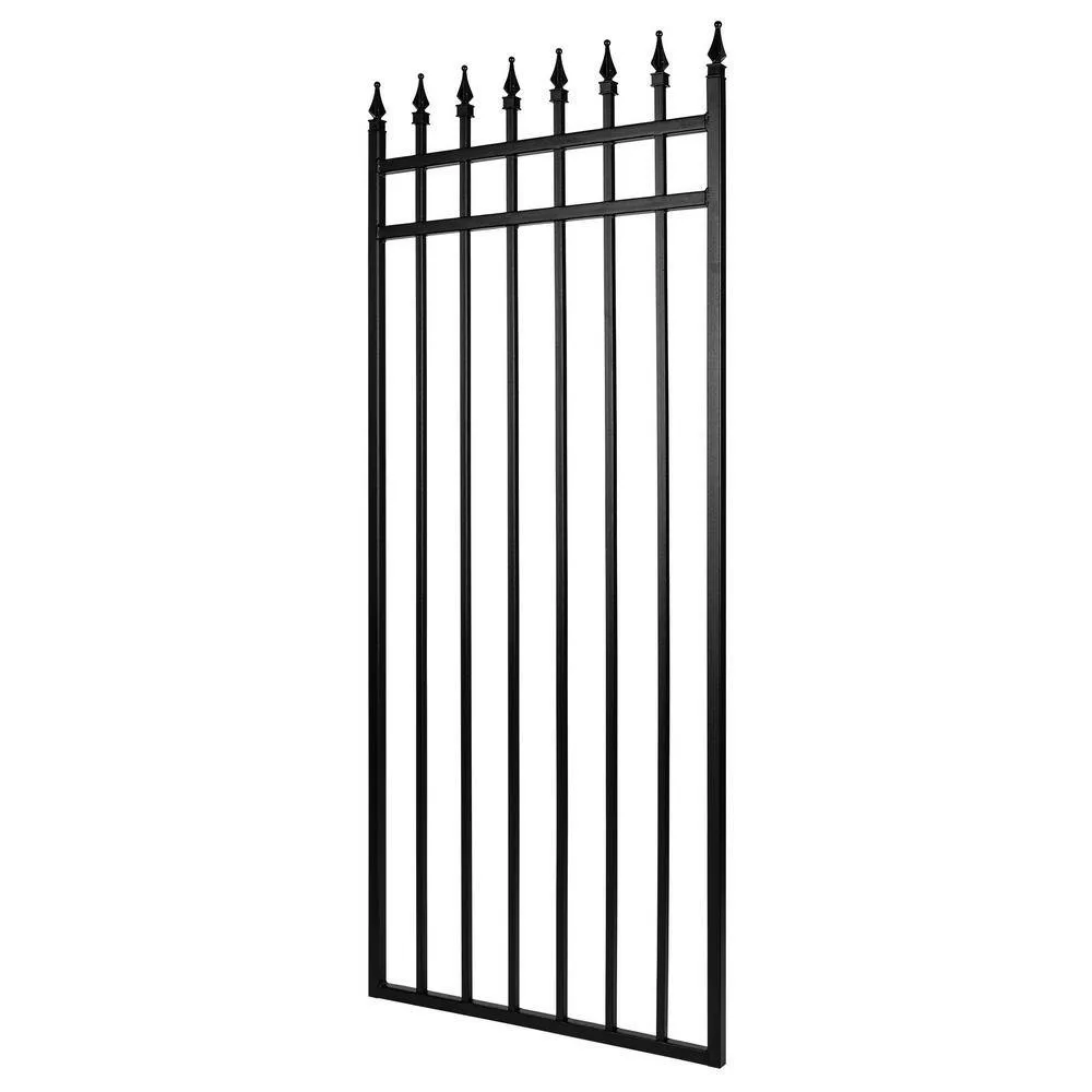 NUVO IRON 2.75 ft. x 5.67 ft. Tiger Eye Profile Black Iron Center Point Fence Gate, photo 5 of 6