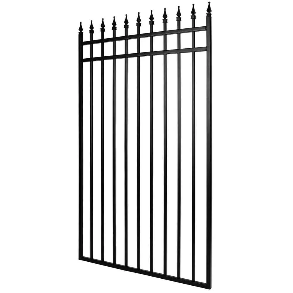 NUVO IRON 3.75 ft. x 5.67 ft. Tiger Eye Profile Black Iron Center Point Fence Gate, photo 5 of 6