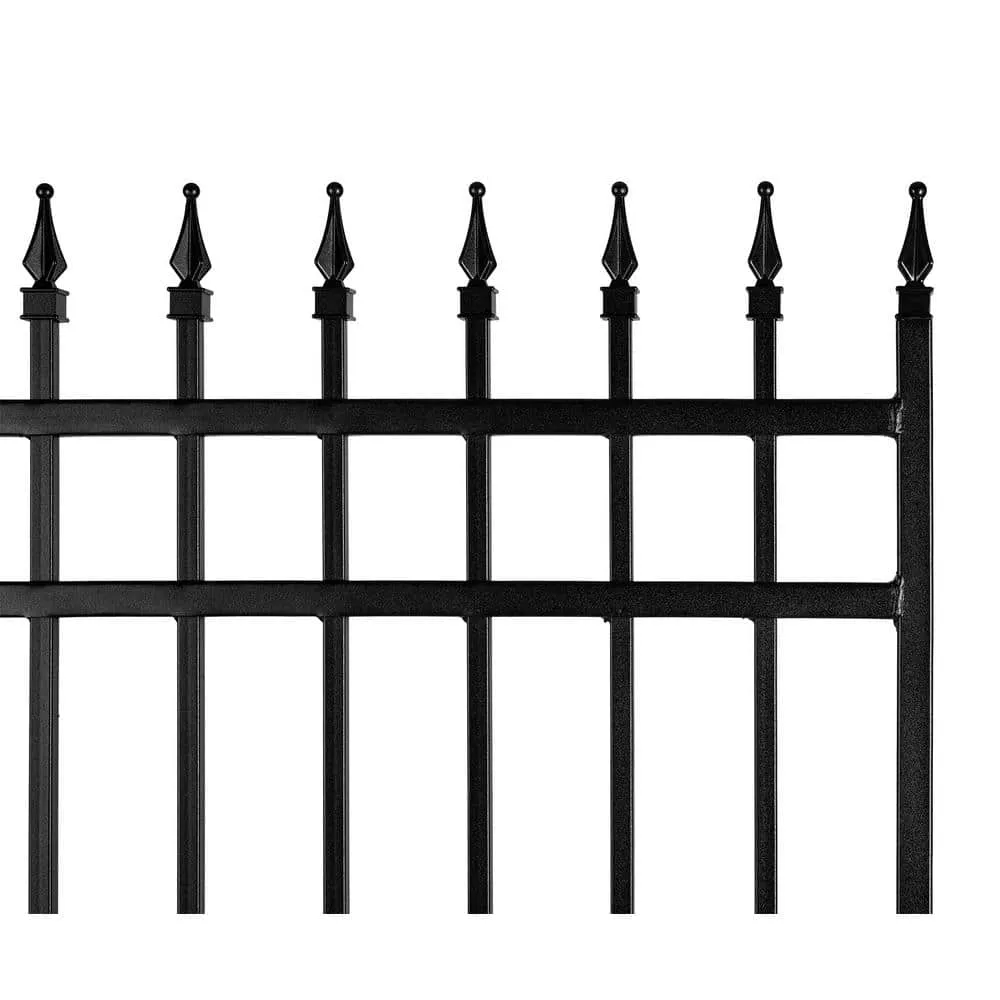 NUVO IRON 3.75 ft. x 5.67 ft. Tiger Eye Profile Black Iron Center Point Fence Gate, photo 4 of 6