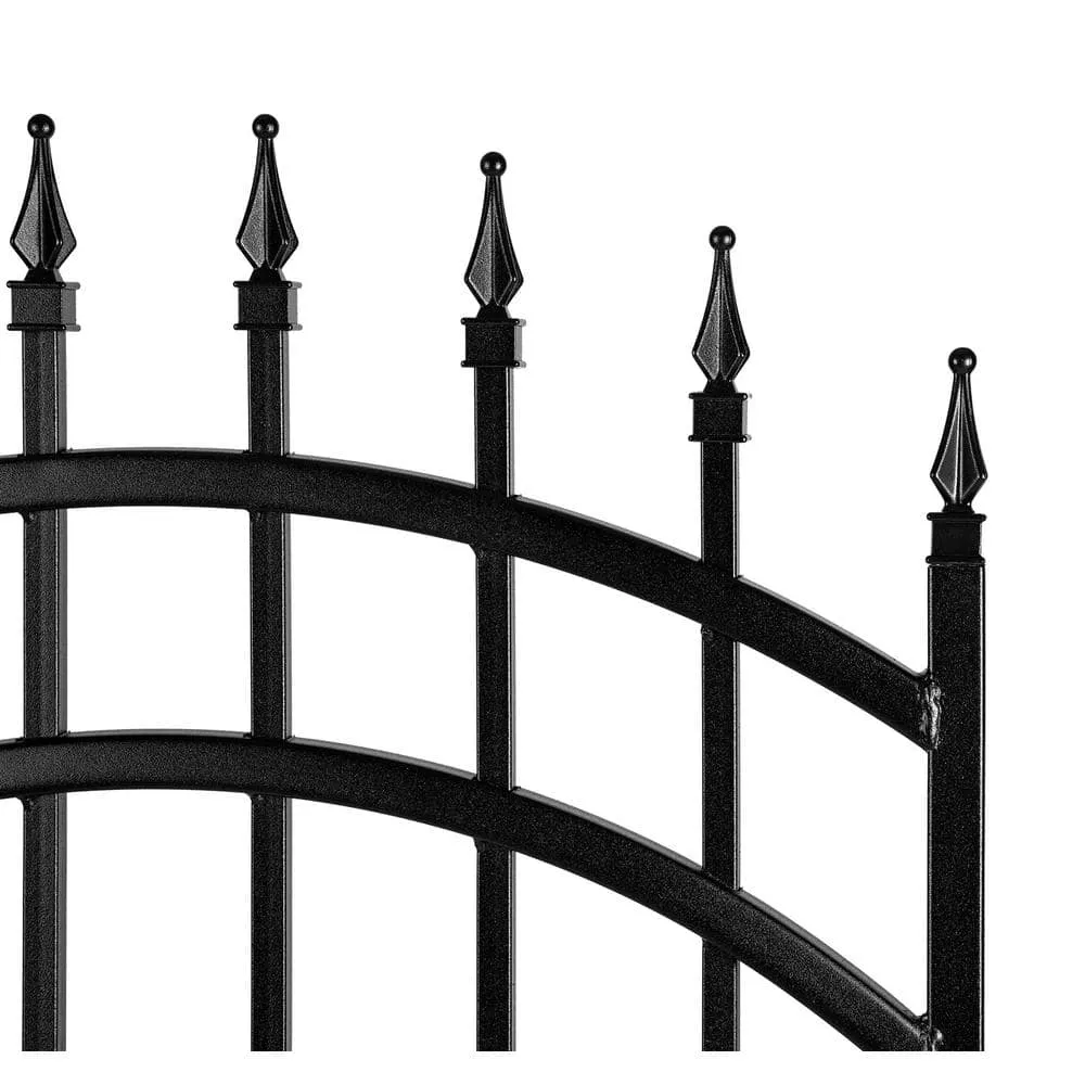 NUVO IRON 2.75 ft. x 4.67 ft. Tiger Eye Profile Black Iron Center Point Arched Top Fence Gate, photo 4 of 7