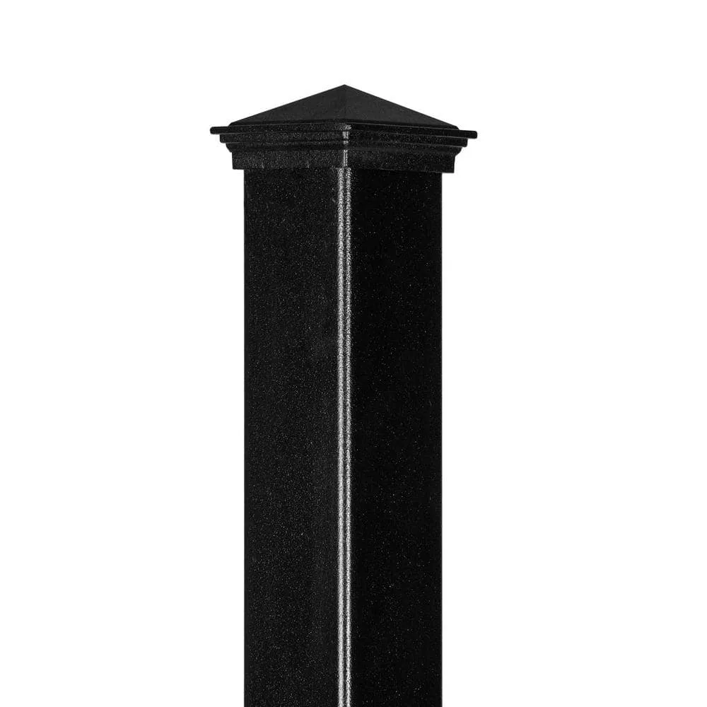 NUVO IRON Legacy Collection 2 in. x 2 in. x 8 ft. Galvanized Steel Square Metal Fence Post with Pyramid Post Cap, photo 5 of 9