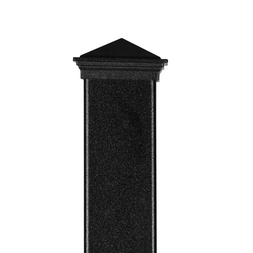 NUVO IRON Legacy Collection 2 in. x 2 in. x 8 ft. Galvanized Steel Square Metal Fence Post with Pyramid Post Cap, photo 3 of 9