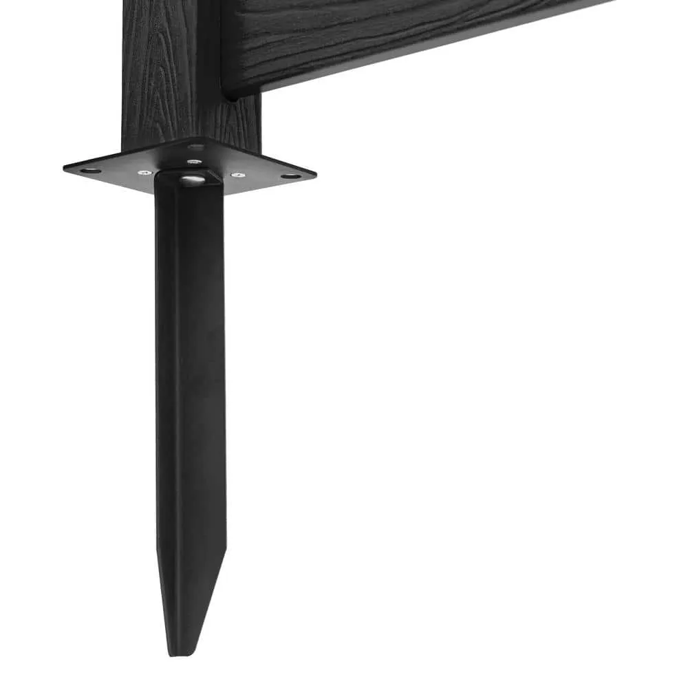 38 in. W x 46 in. H Black Outdoor No Dig Fence Poly Plastic Picket Fence Panel Decorative Garden Privacy Fence(4-Pack), photo 7 of 11