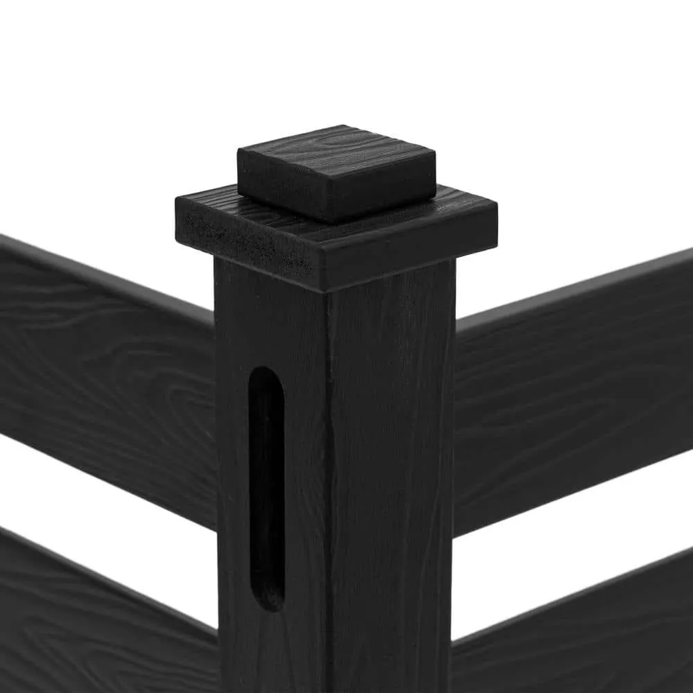 38 in. W x 46 in. H Black Outdoor No Dig Fence Poly Plastic Picket Fence Panel Decorative Garden Privacy Fence(2-Pack), photo 7 of 11